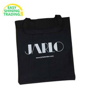 Black cotton canvas shopper bag