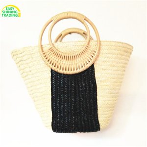 straw tote bag bamboo handle