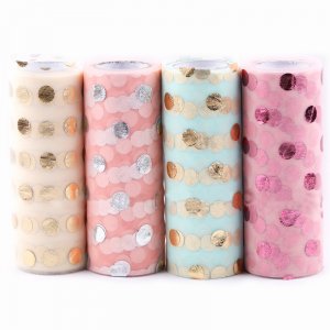 gold dot tulle rolls