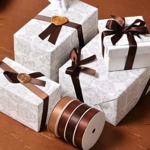 brown ribbon gift packing
